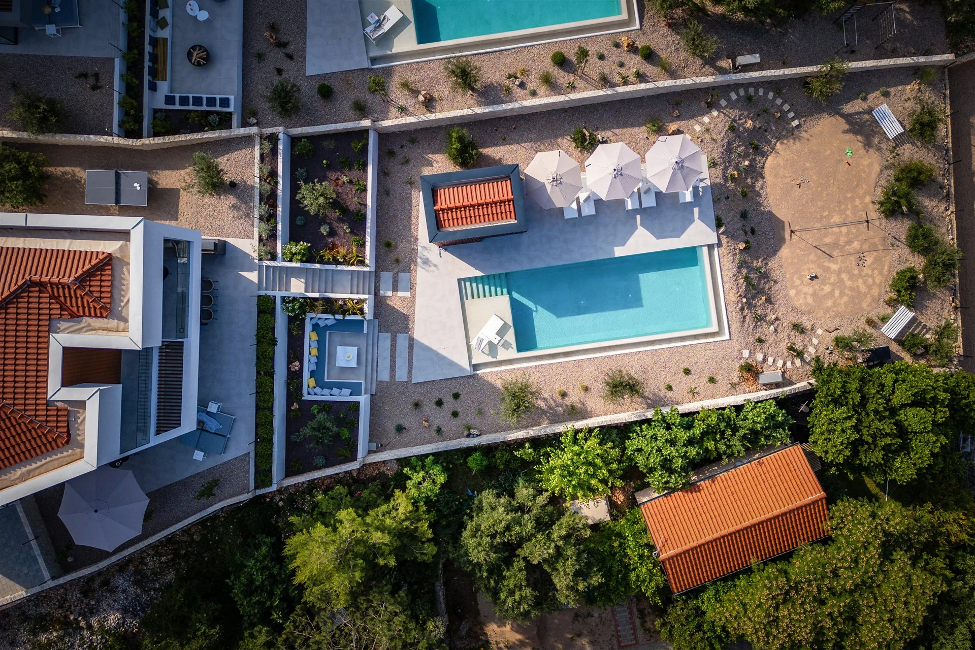 Villa Manatis — aerial drone overview of the estate