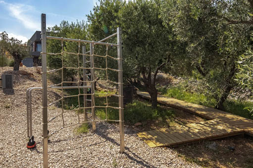 Training and play equipment in the olive grove